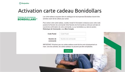 bonidollars activation carte cadeau